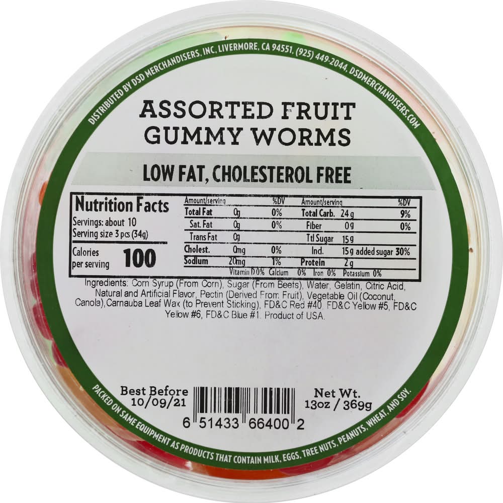 DSD Merchandisers Assorted Fruit Gummy Worms (13 oz)