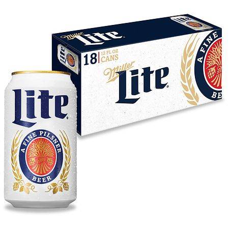 Miller Lite American Pilsner Light Lager Beer - 12.0 fl oz x 18 pack