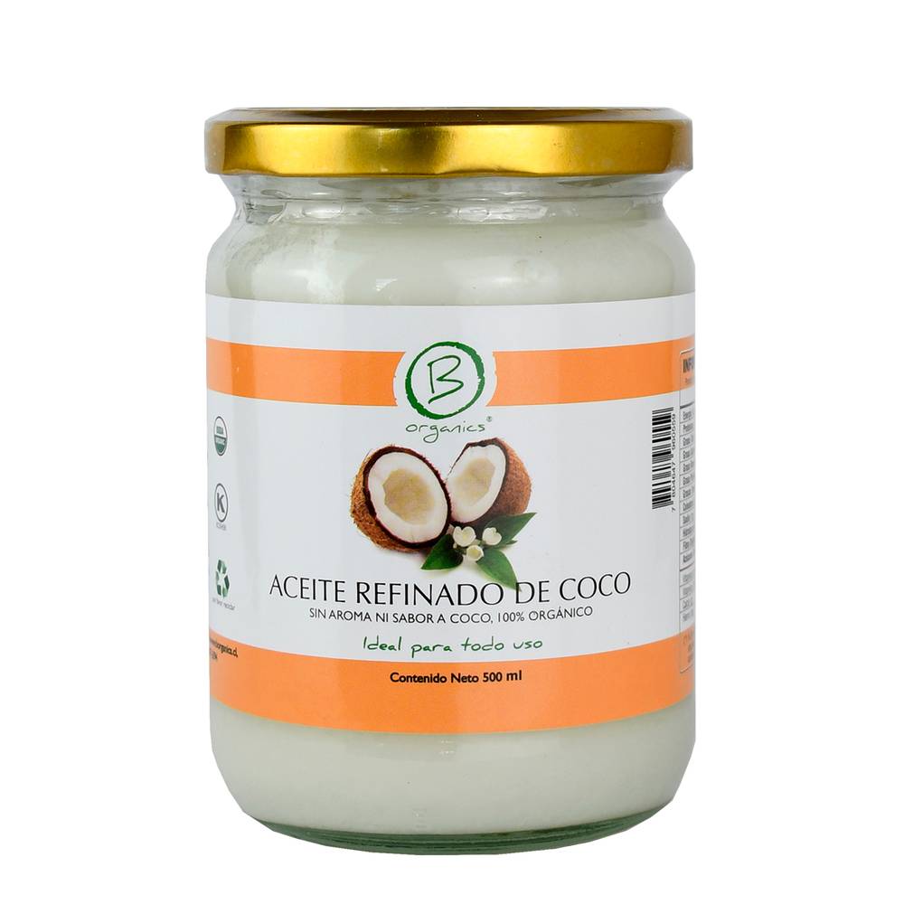 Be organics · Aceite de coco refinado (500 ml)