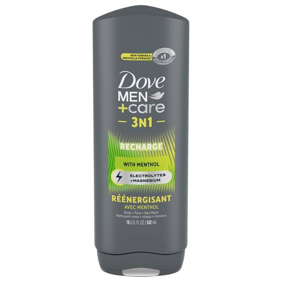 Dove Men+Care 3 in 1 Recharge With Menthol Body + Face + Hair Wash