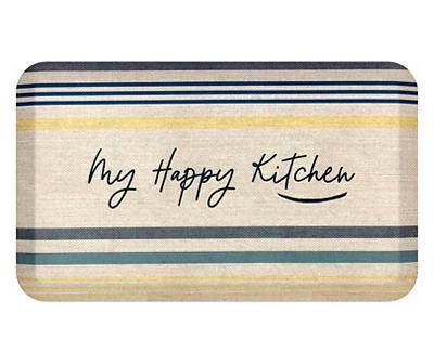 "My Happy Kitchen" Beige Stripe Soft Step Kitchen Mat, (18" x 30")