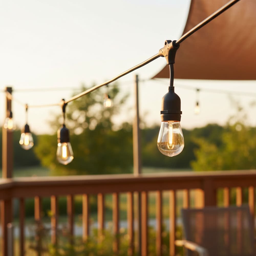 Harbor Breeze 48-ft Plug-in Black Indoor/Outdoor String Light with 24 White -Light LED Edison Bulbs