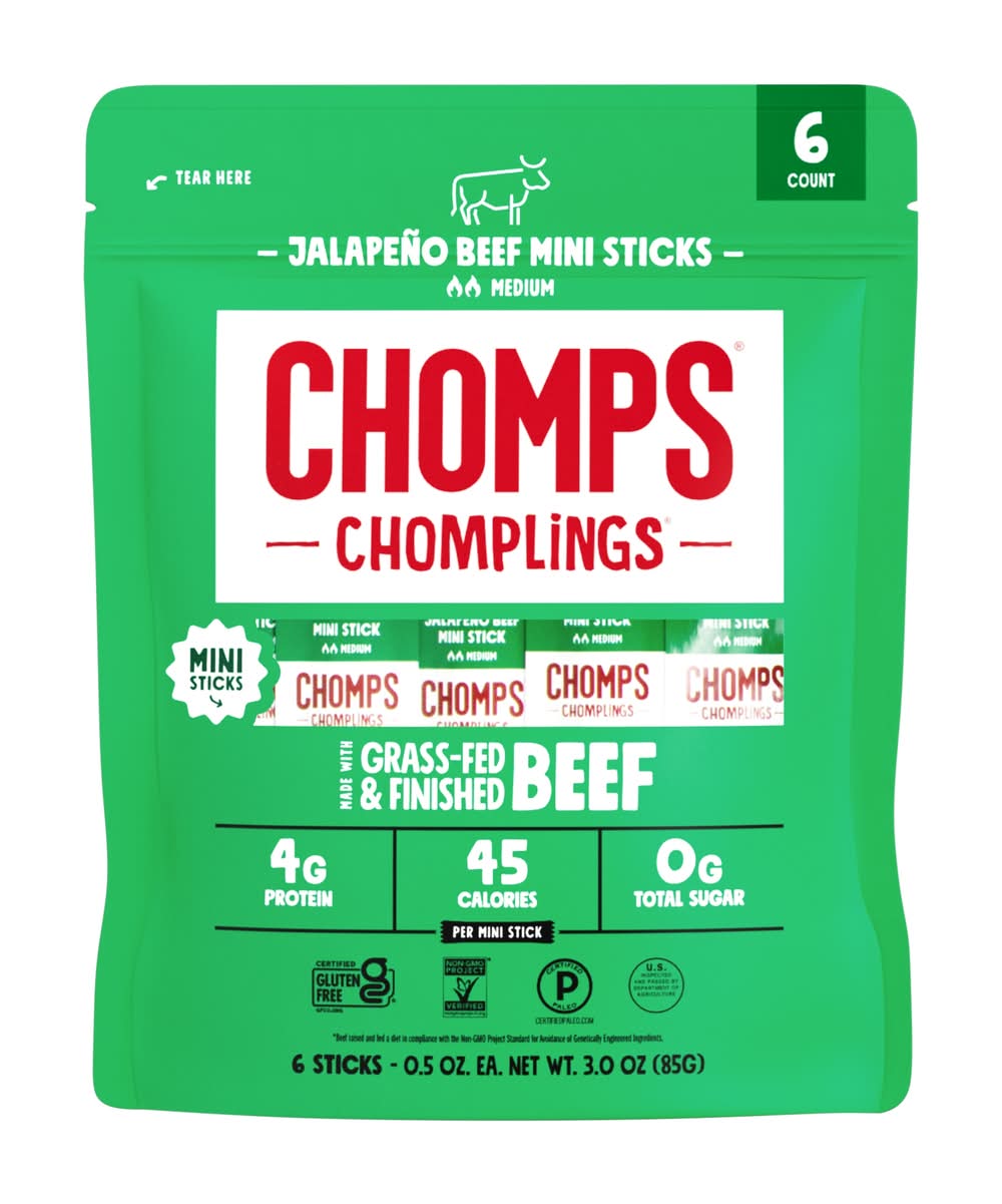 Chomps Jalapeno Chomplings Mini Beef Sticks (3 oz, 6 ct)