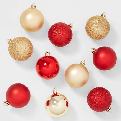 50ct Shatter-Resistant Round Christmas Tree Ornament Set Red/Gold - Wondershop™: Durable, Indoor Decor