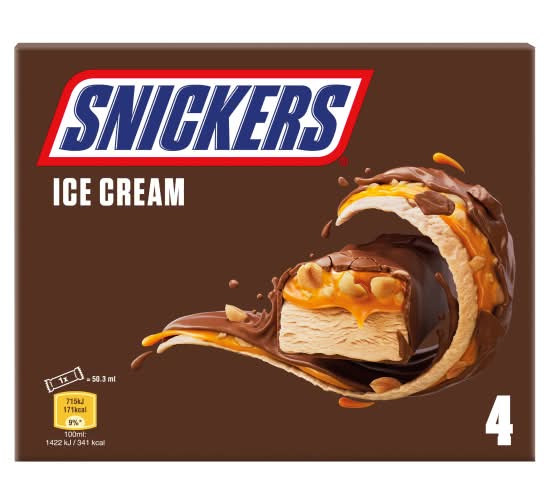 Snickers Chocolate Peanut, Ice Cream Bars (4 pack)