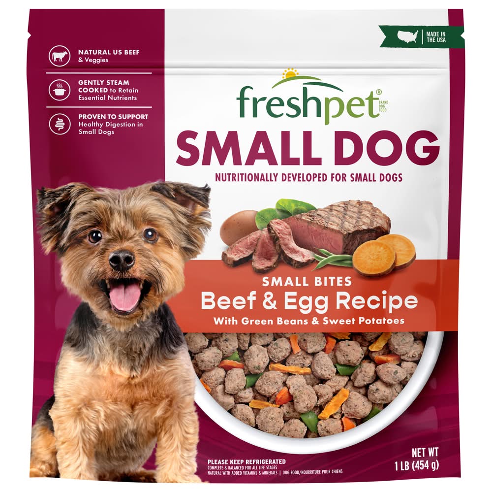 Freshpet Complete & Balanced Small Bites Beef & Egg Recipe Dog Food, Small Breeds-All Life Stages (1 lbs)