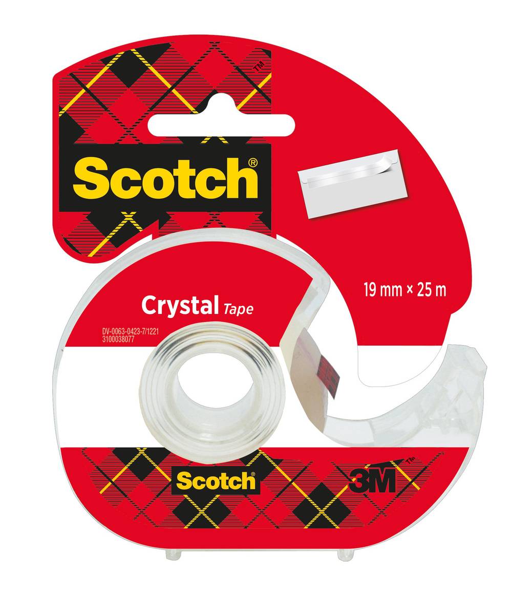 Scotch - Ruban adhésif avec dévidoir crystal, rouleau de 19mm x 25m