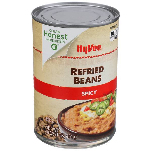 Hy-Vee Refried Beans, Spicy (16 oz)