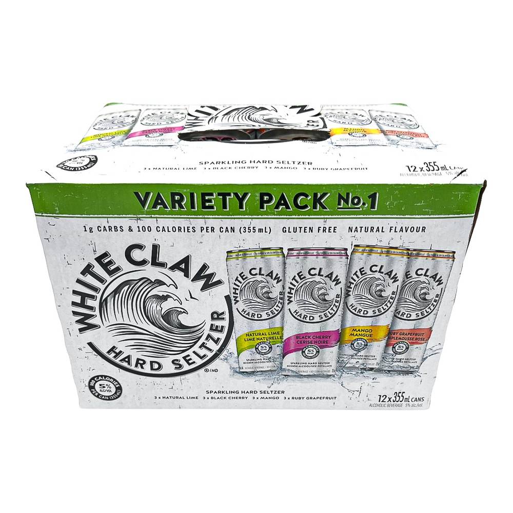 White Claw Beer, Lime-Black Cheery-Ruby Grapfruit-Mango (12 x 355 ml)