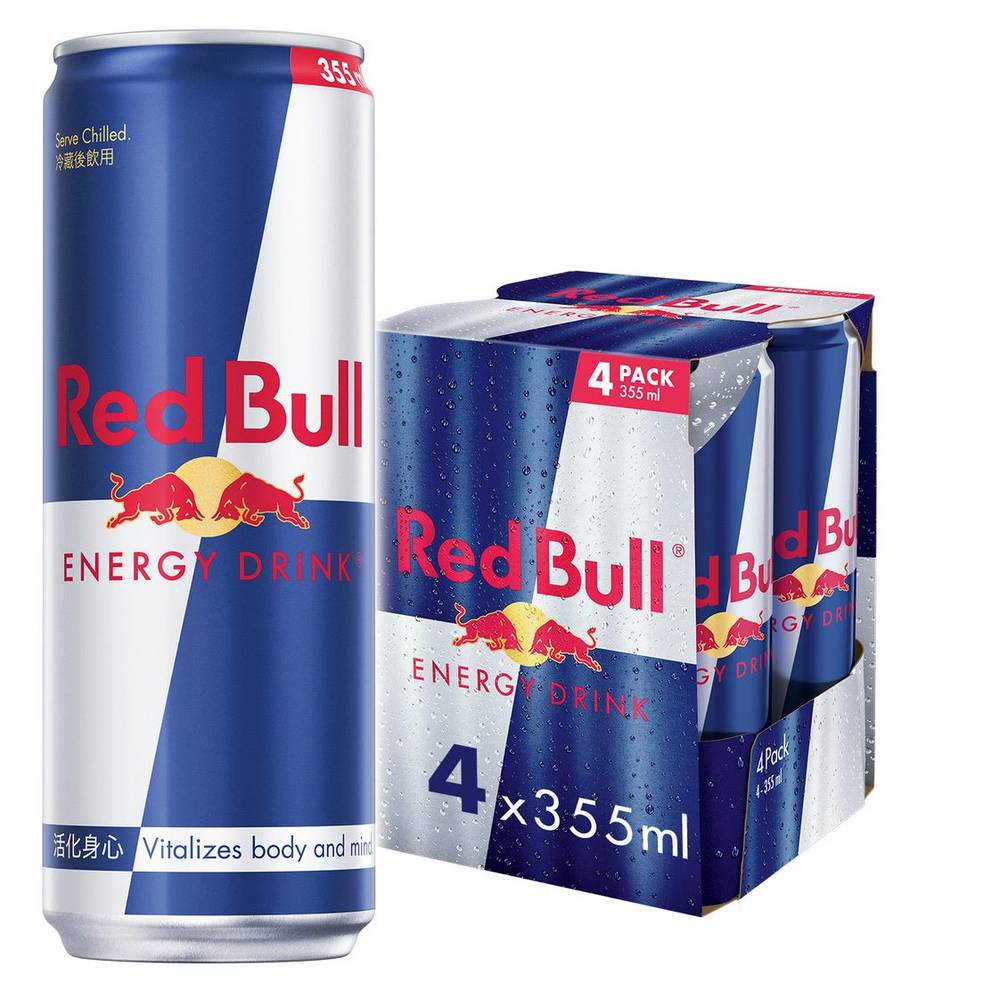 Red Bull 紅牛能量飲料355ml x4 <355ml毫升 x 4 x 1BOTTLE瓶> @10#9002490238797