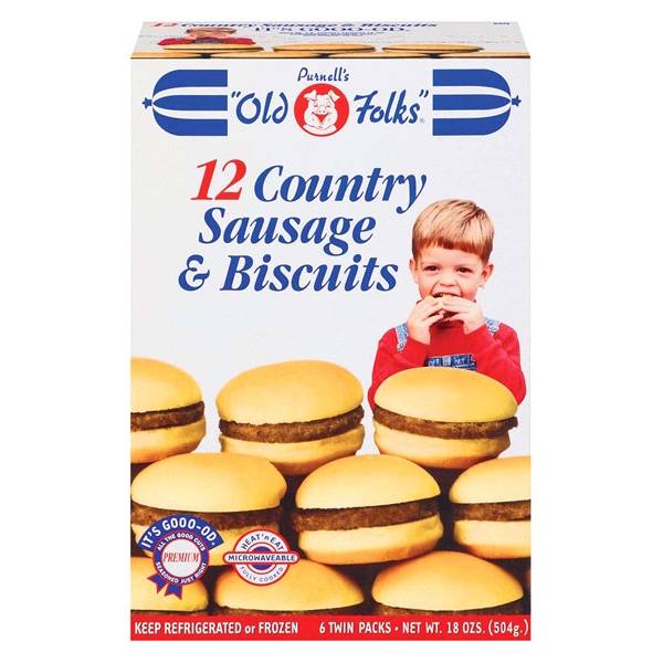 Purnell's ''Old Folks'' Country Sausage & Biscuits, 6 Twin packs (18 oz)