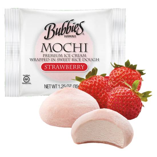 Bubbies Hawaii Strawberry Mochi Ice Cream Individually Wrapped 1ct