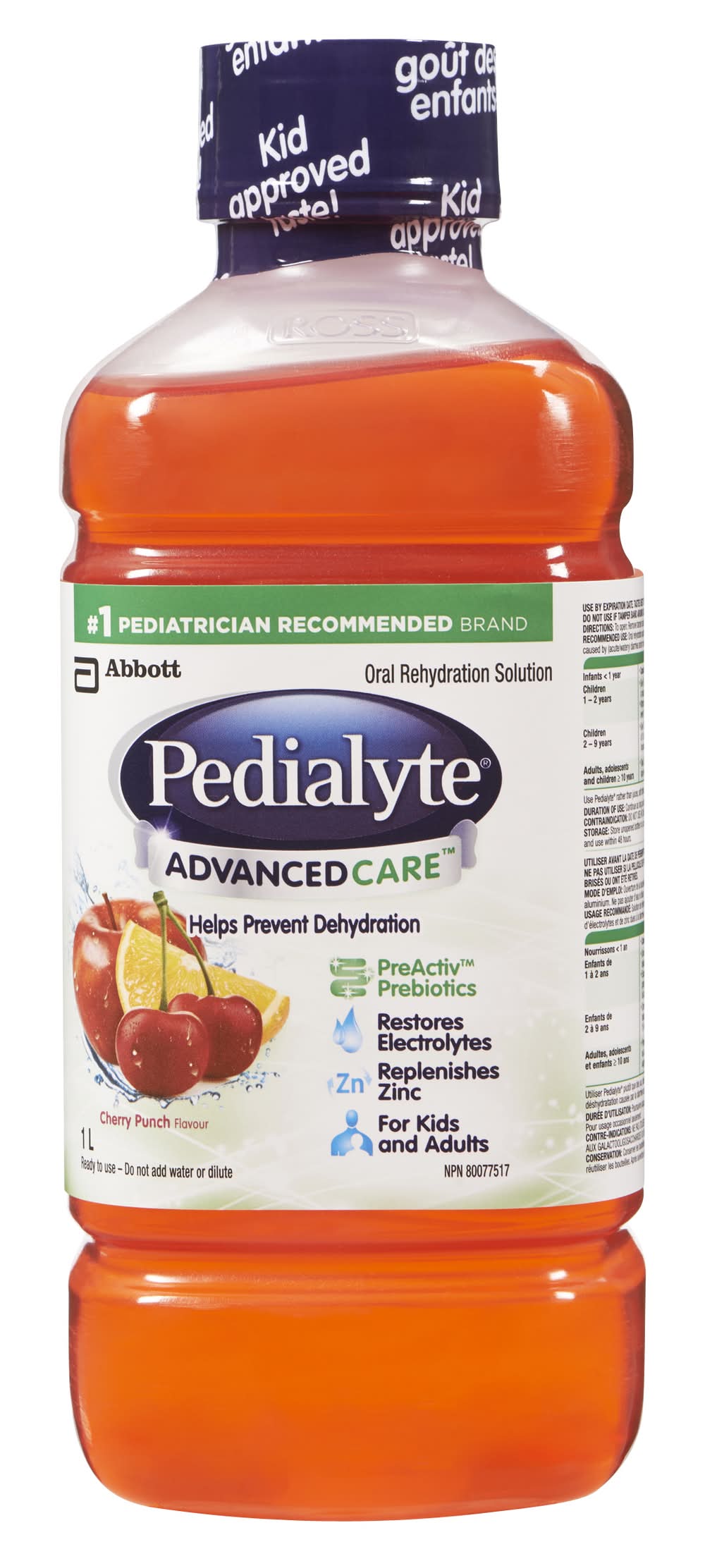 Pedialyte Advance Care Electrolyte Solution, Cherry Punch (1 L)