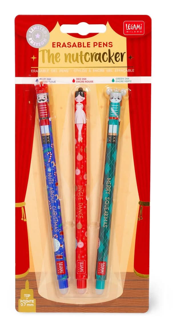 Conjunto 3 Canetas de Apagar Natal   Edição Limitada O Quebra-Nozes