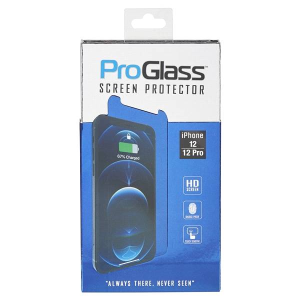 Tzumi ProGlass for iPhone 12 / Pro Premium High Definition Tempered Glass Screen Protector with Easy Application and Cleaning Kit
