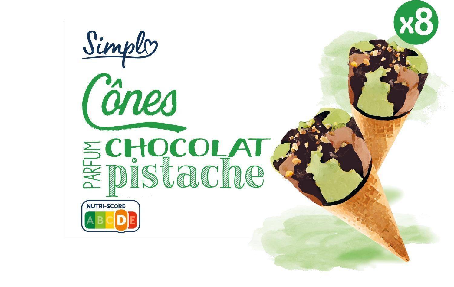 Simpl - Glaces chocolat pistache (8 pièces)