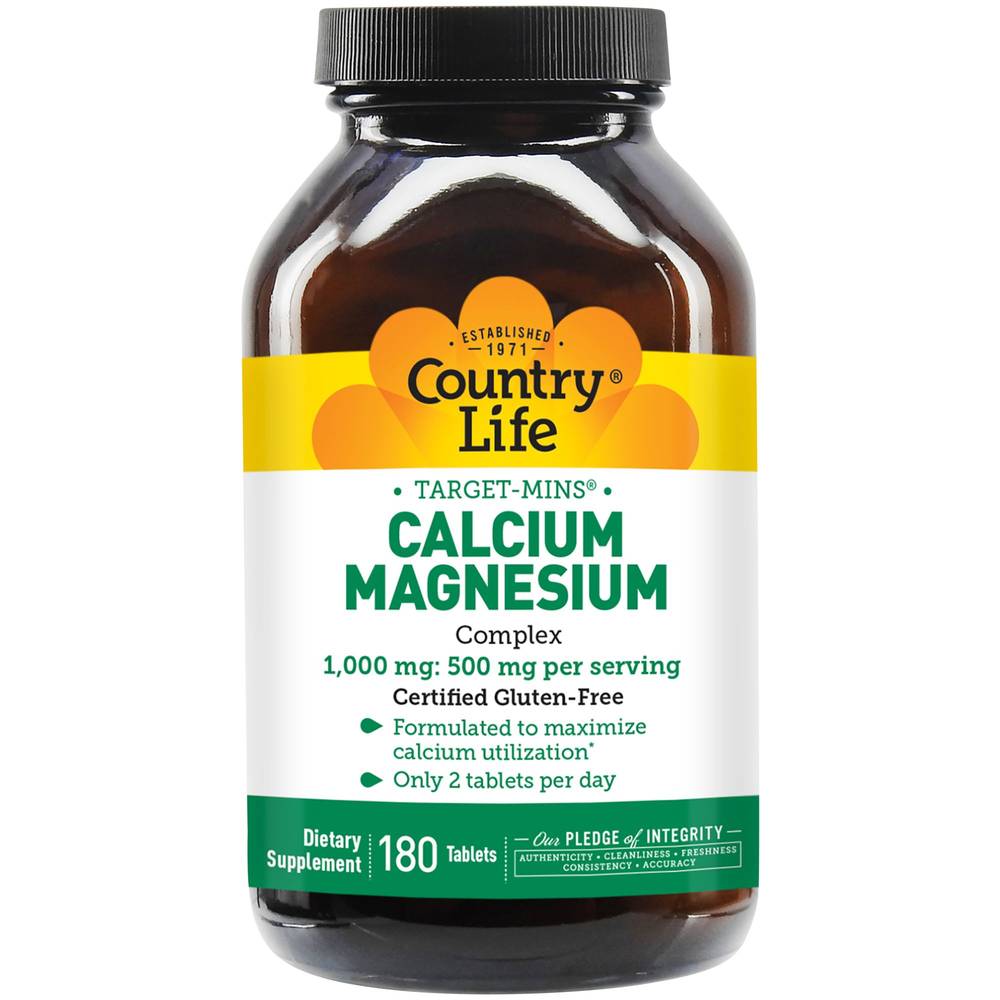 Country Life Calcium-Magnesium Complex 1000mg-500mg Tablets (180 ct)