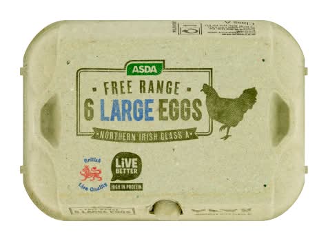 ASDA Large, British Class a Free Range Eggs (6 pack)
