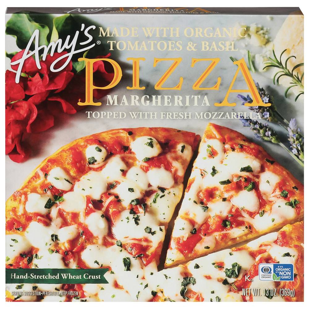 Amy's Margherita Pizza Thin Crust Topped With Mozzarella