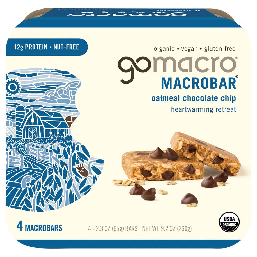 GoMacro Protein Macrobars, Oatmeal Chocolate Chip (4 x 2.3 oz)