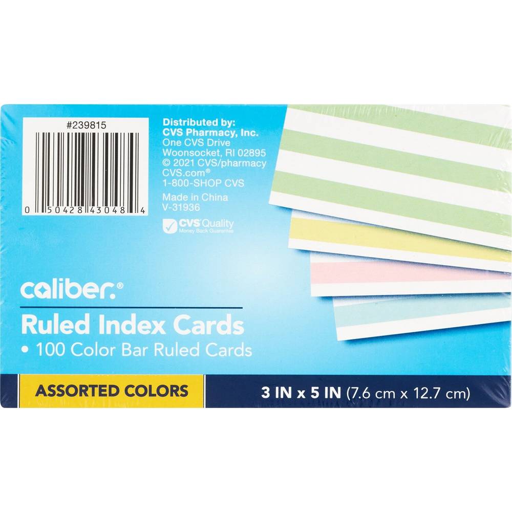 Caliber Index Cards Assorted Colors