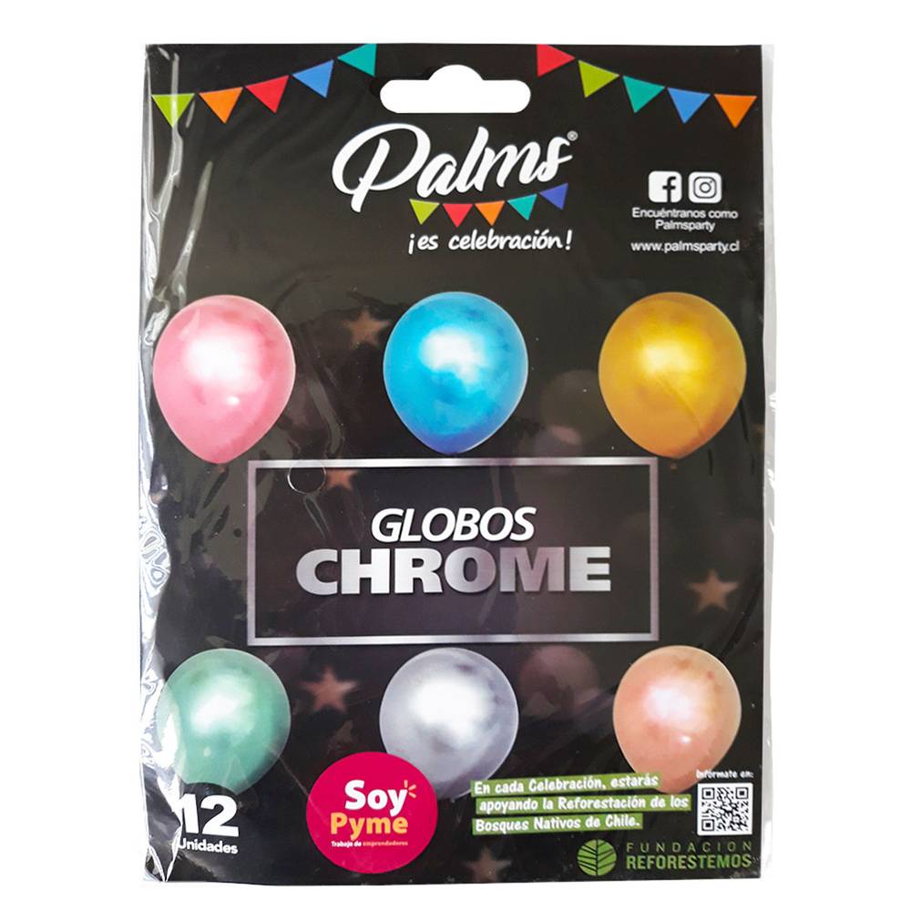 Palms set globos chrome (12 u)