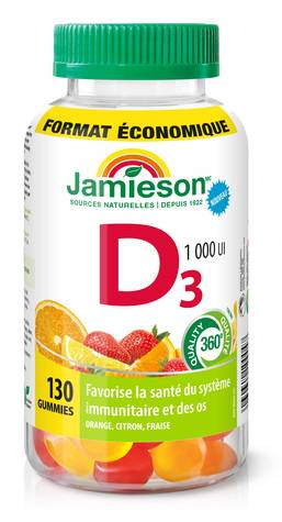 Jamieson Vitamines D3 1000Iu Gummies 130 Un / Jamieson Vitamin D3 1000IU Gummy Assorted 130 Count