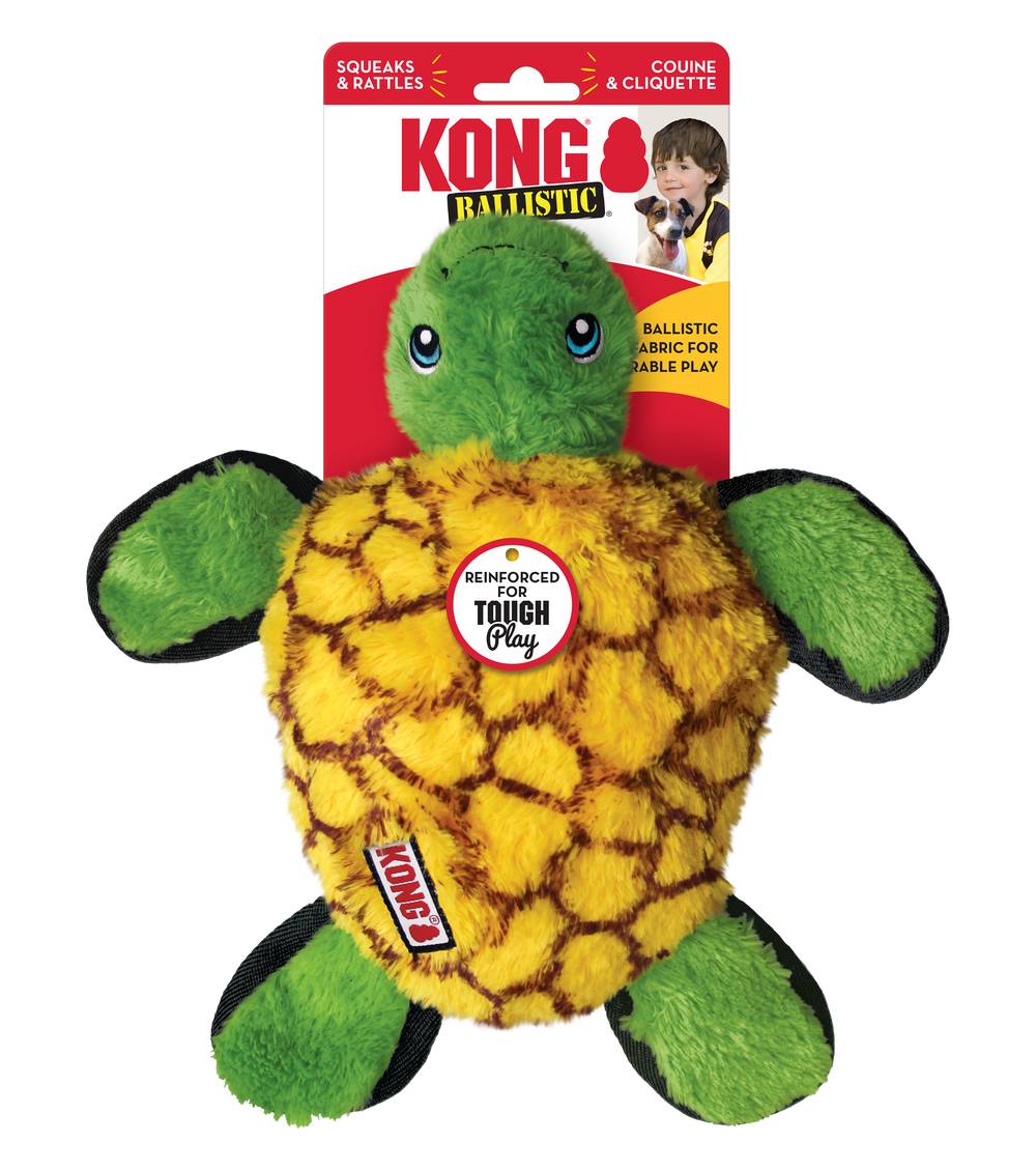 KONG Tough Plush Turtle Dog Toy, Green