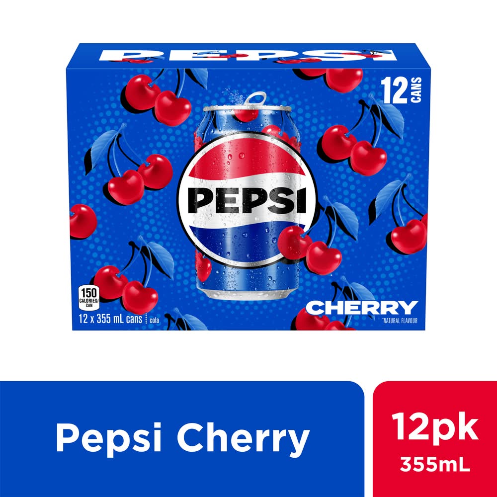 Pepsi Cola Soft Drinks, Cherry (12 x 355 ml)