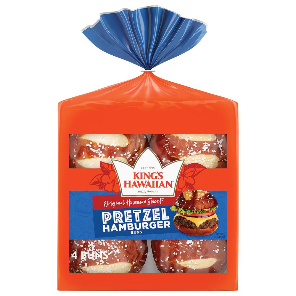 King's Hawaiian Original Hawaiian Sweet Pretzel Hamburger Buns (10.5 oz, 4 ct)