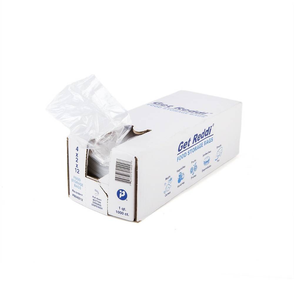 Get Reddi - 4X2X12 .60 Mil Clear Poly Food Bag - 1000 Bags/Case (1 Unit per Case)