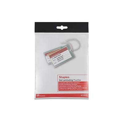 Staples Thermal Laminating Pouches, Luggage Tag, 5 Mil, 25/Pack (5200302/5200304)