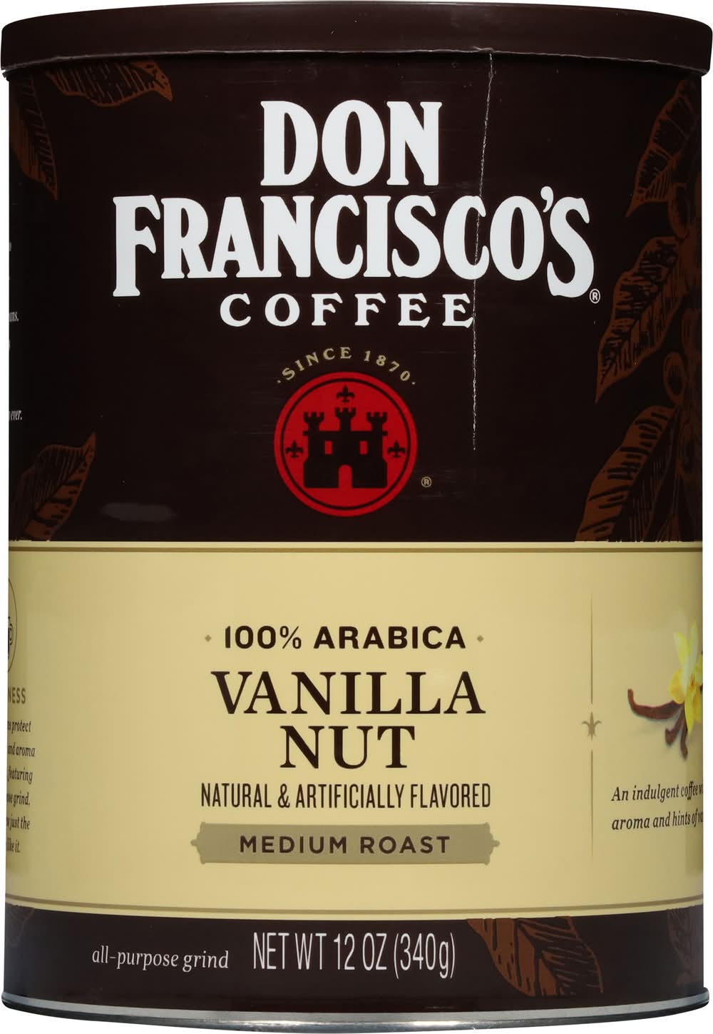 Don Francisco's 100% Arabica Medium Roast Ground Coffee, Vanilla Nut (12 oz)