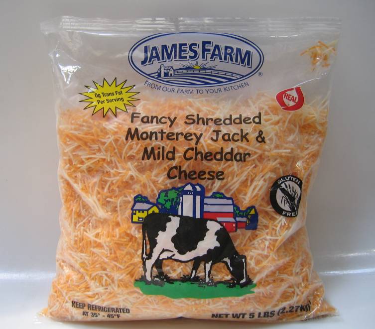 James Farm - Fancy Shredded Cheddar & Monterey Jack Cheese - 5 lb Bags (4 Units per Case)