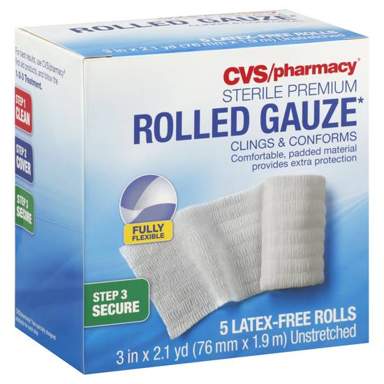 Cvs Pharmacy Sterile Premium Rolled Gauze (3 inch x 2.1 yd/white)