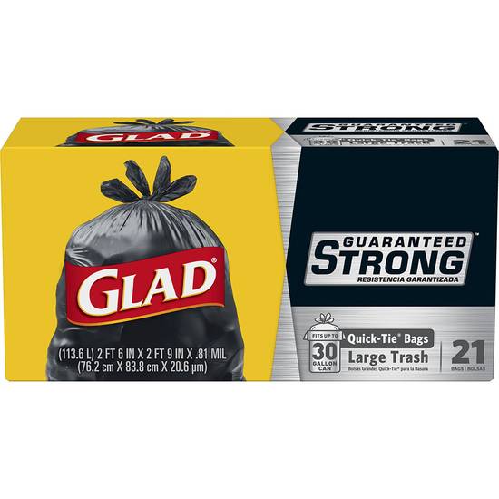 Glad Strong Quick-Tie 30 Gallon Large Trash Bags (21 ct)