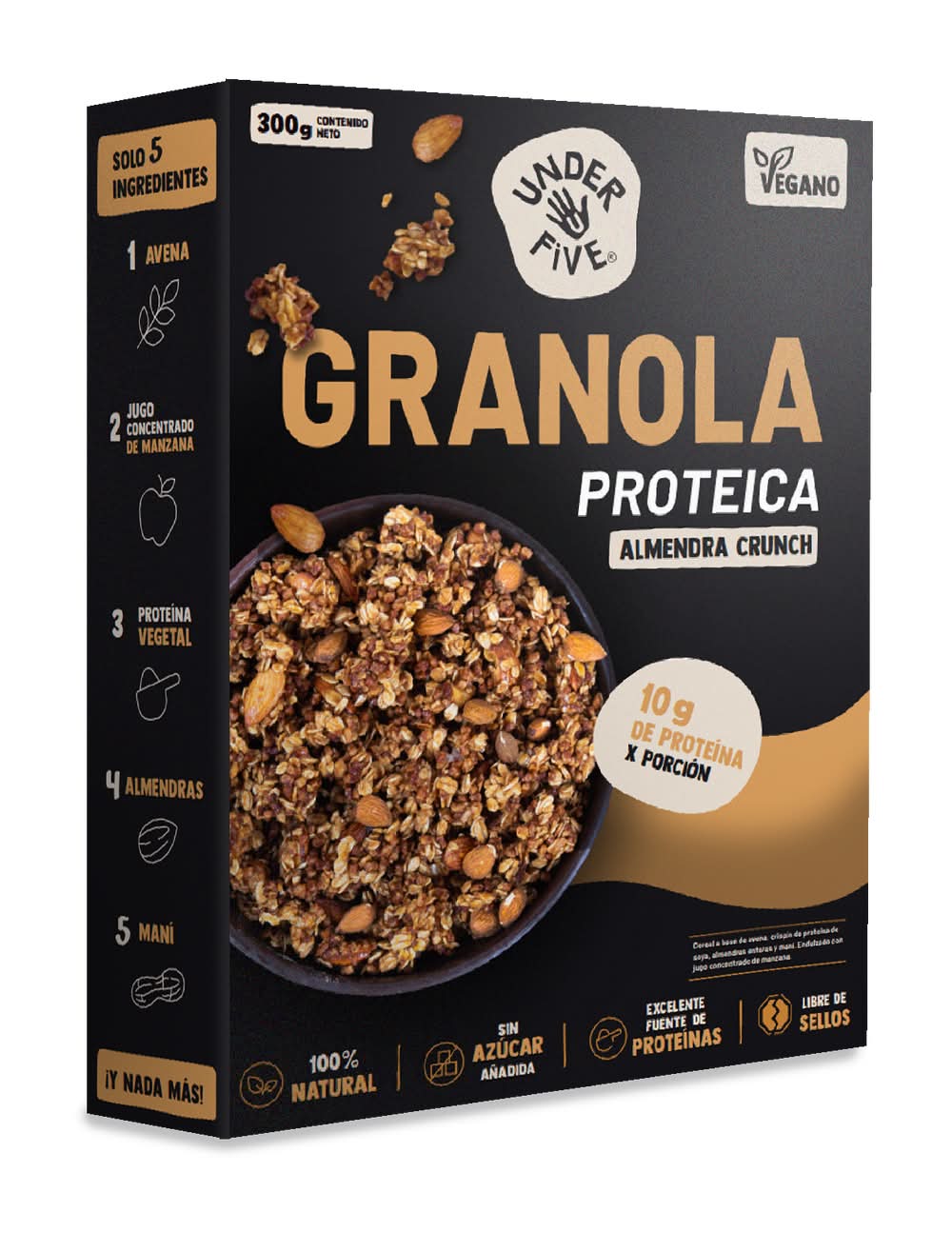 UNDERFIVE · Granola proteica almendra crunch sin azúcar añadida (300 g)