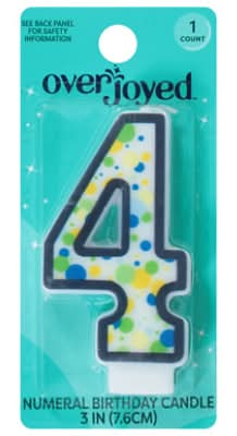 Overjoyed Numeral 4 Birthday Candle