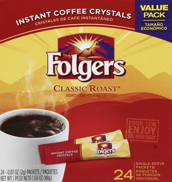 Folgers Classic Roast Instant Coffee Crystals (24 x 0.07 oz)