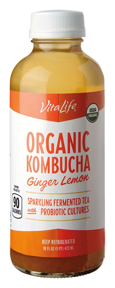 VitaLife Organic Kombucha Tea, Ginger-Lemon (16 fl oz)