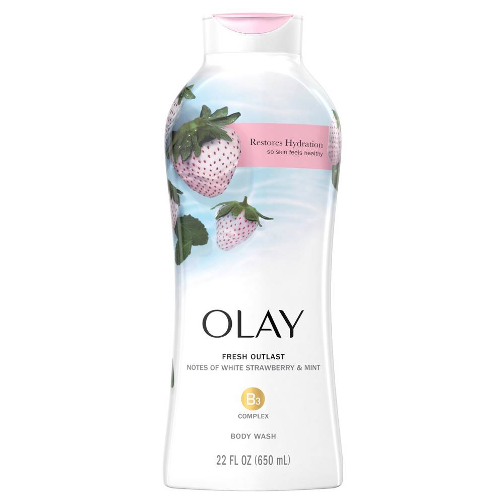 Olay Fresh Outlast Body Wash, White Strawberry & Mint, 22 OZ