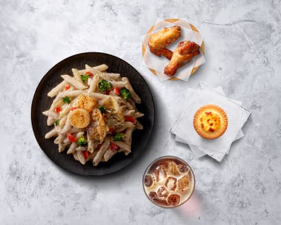 干貝鱈魚白醬筆管麵【豪華套餐】