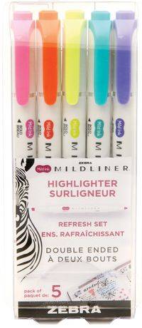 Zebra ensemble de surligneurs rafraîchissements mildliner (5unités) - mildliner highlighter, refresh set (5pk)