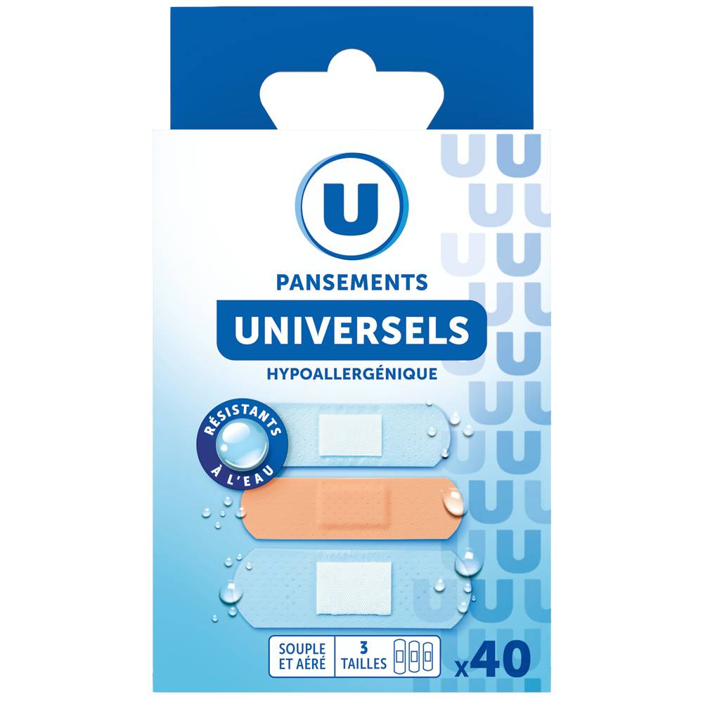 U - Pansements universels 3 tailles (40 pièces)