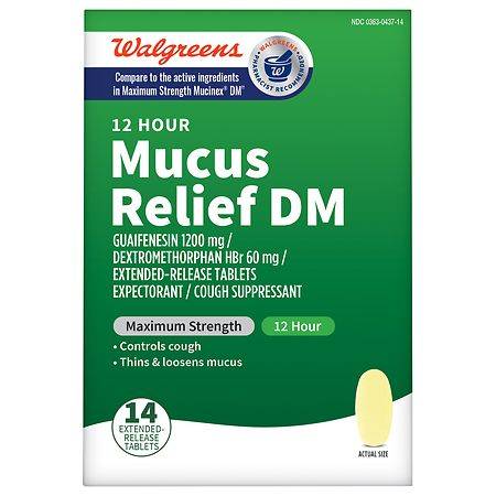 Walgreens 12 Hour Mucus Relief Dm Extended-Release Tablets Maximum Strength (14 ct)
