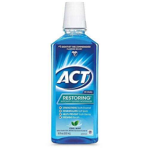 ACT Restoring Anticavity Mouthwash Cool Mint - 18.0 fl oz