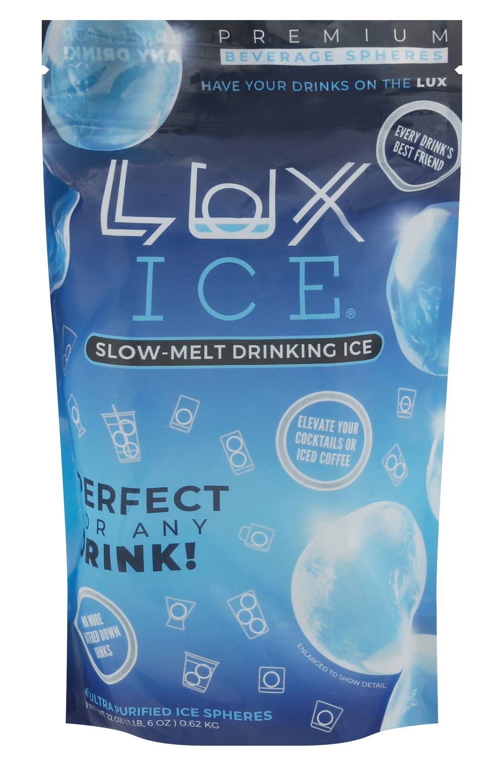 Lux Ice Slow Melt Cocktail & Drink Ice (22 oz, 6 ct)
