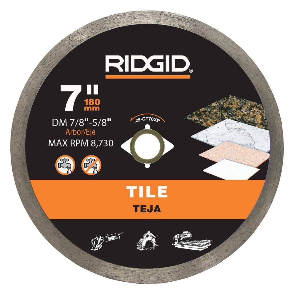 Ridgid 7 In. Tile Continuous Rim Diamond Saw Blade