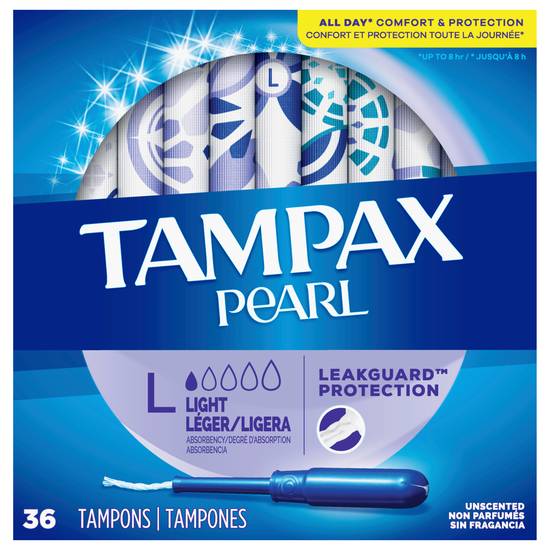 Tampax Pearl Light Absorbency Unscented Tampons (36 ct)