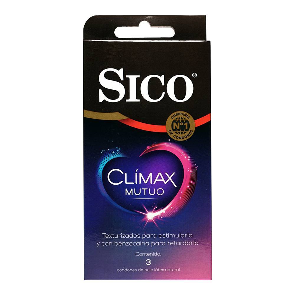 Sico condones de látex clímax mutuo (pack 3 piezas)